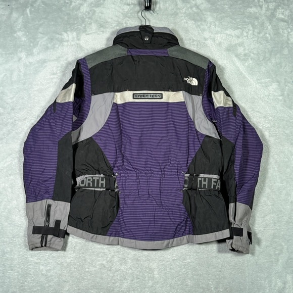 The North Face Steep Tech Jacket Womens Large Purple Belted Hooded Ski Parka - Picture 13 of 15